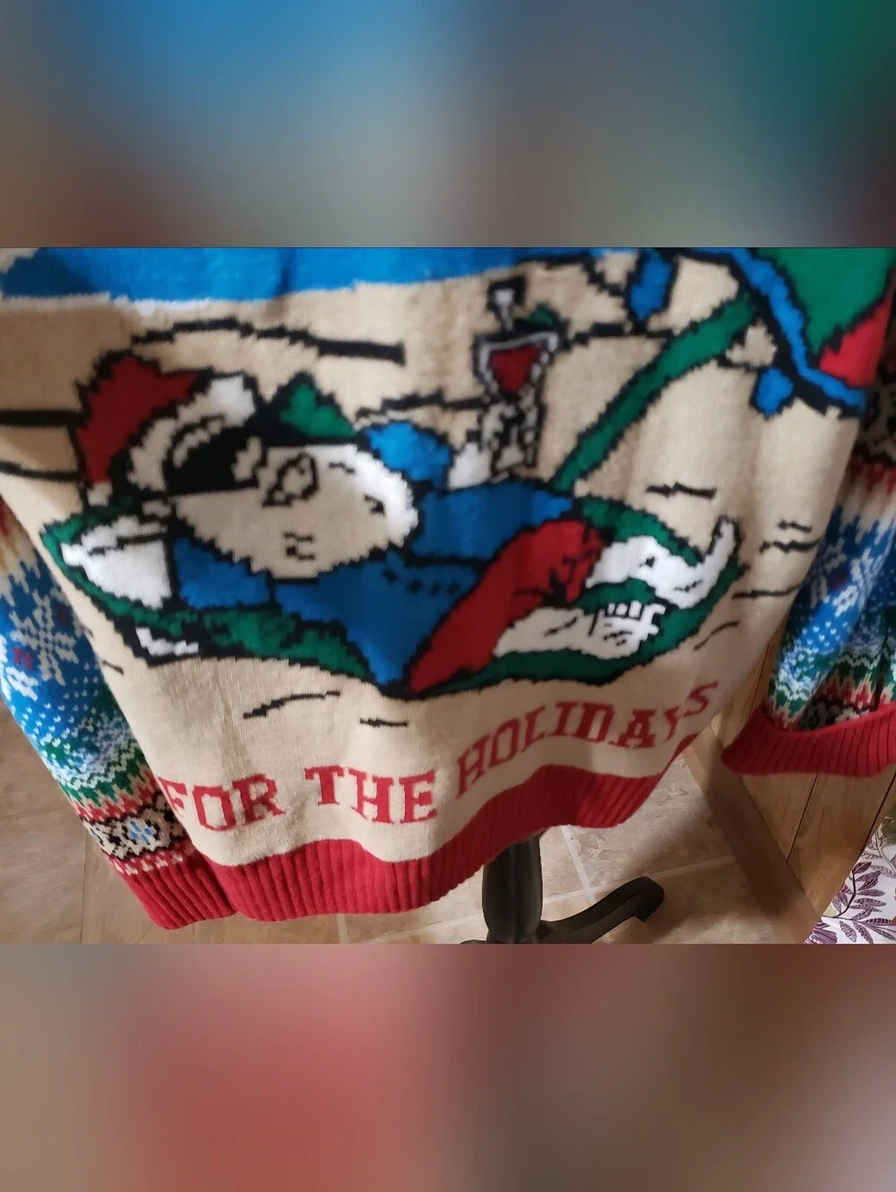 Ugly Christmas Sweater Blue 'Hanging Loose For The Holidays' Lightup Sweater